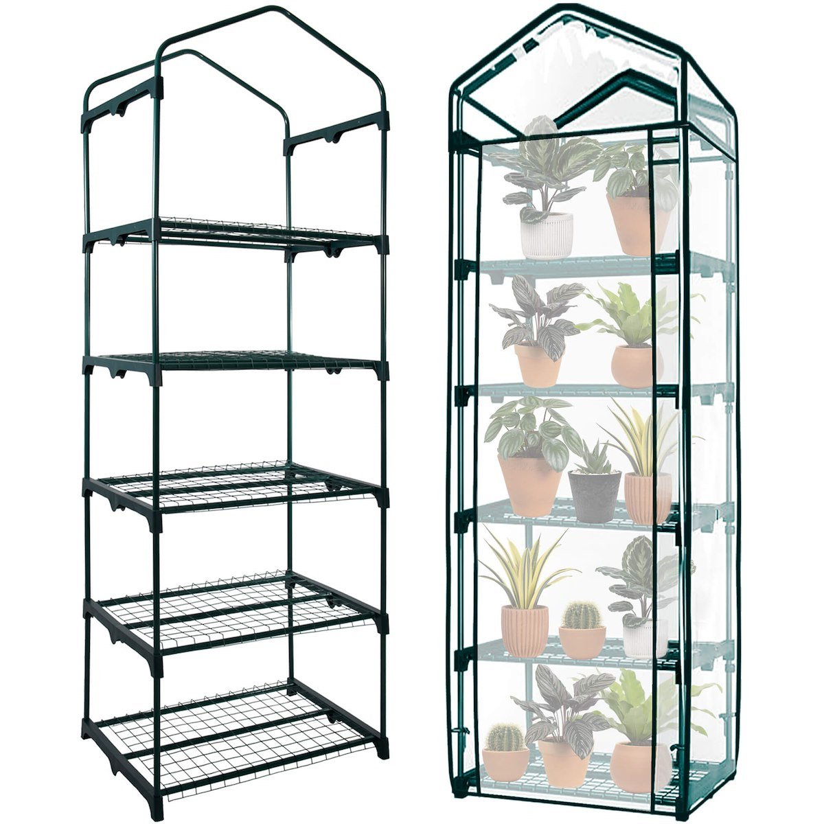 Regał foliowy, warzywniak ogrodowy z 5 półkami balkonowy 130g/m2 190x70x50 cm