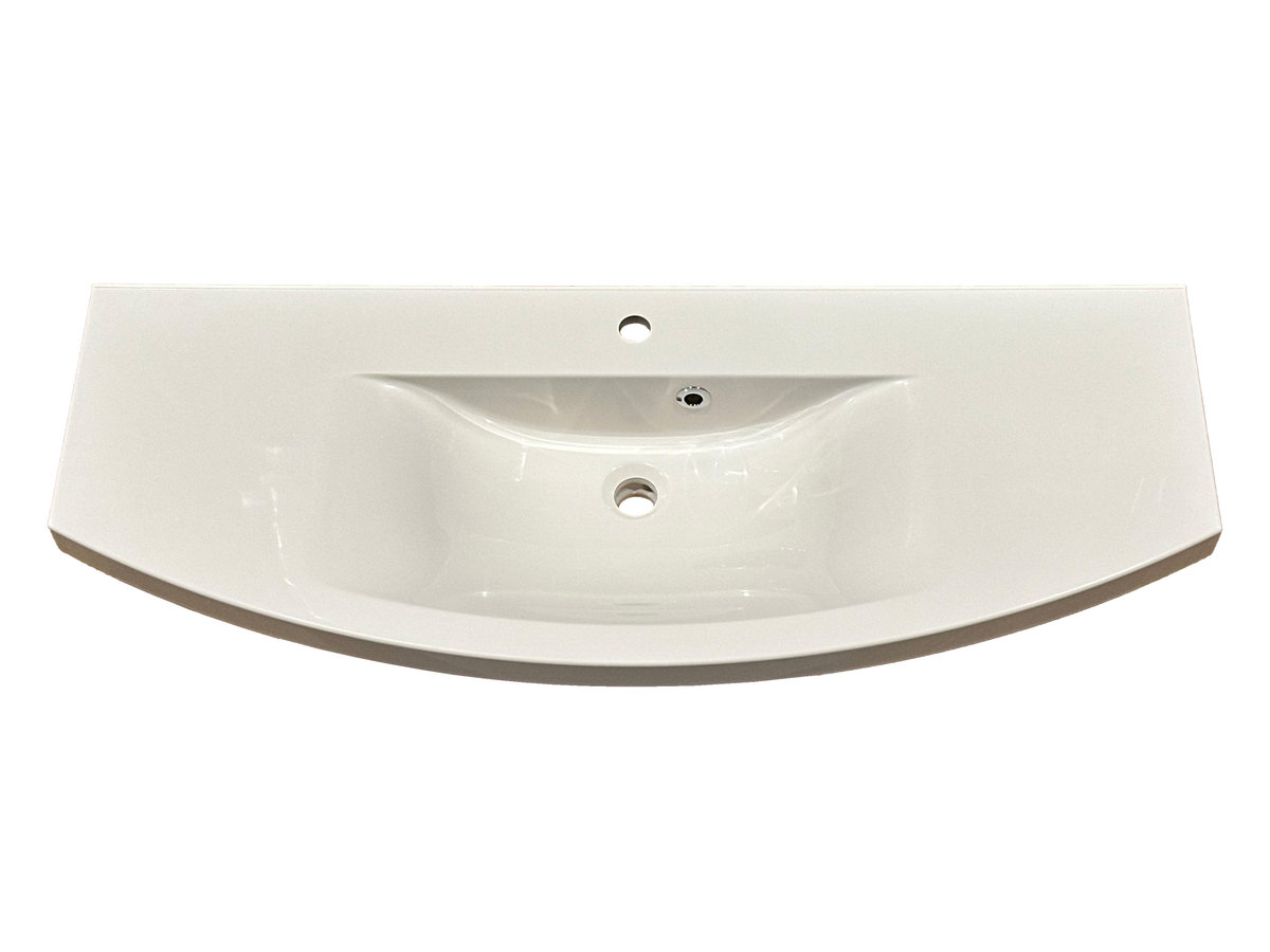 Umywalka wpuszczana w blat, asymetryczna, biała, 121 x 47 cm