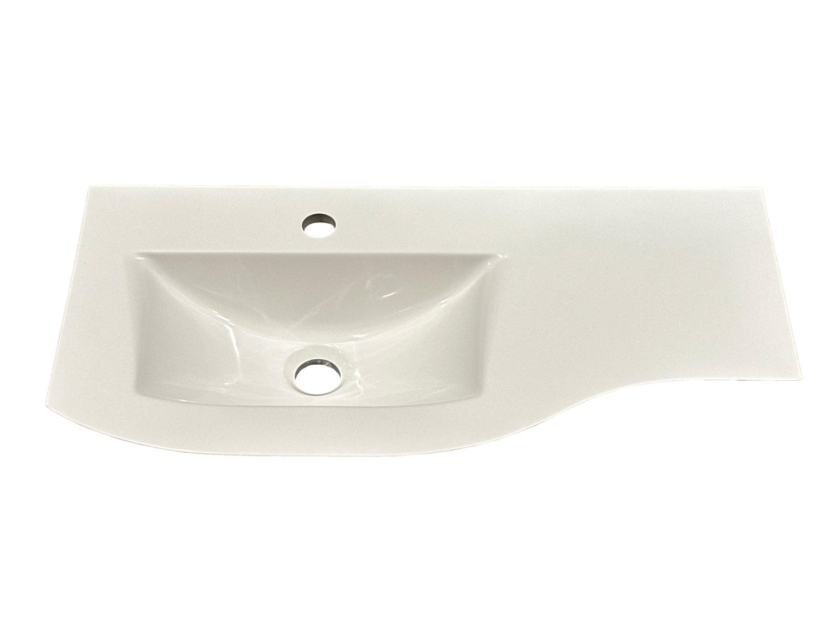 Umywalka wpuszczana w blat, asymetryczna, biała, 71 x 36 cm