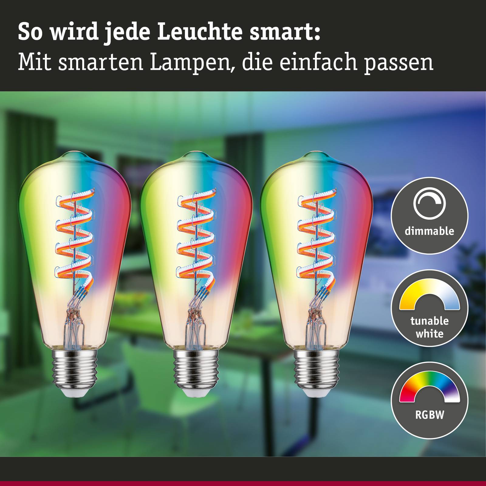 Paulmann rustykalna LED ZigBee E27 6,3W RGBW 3szt.