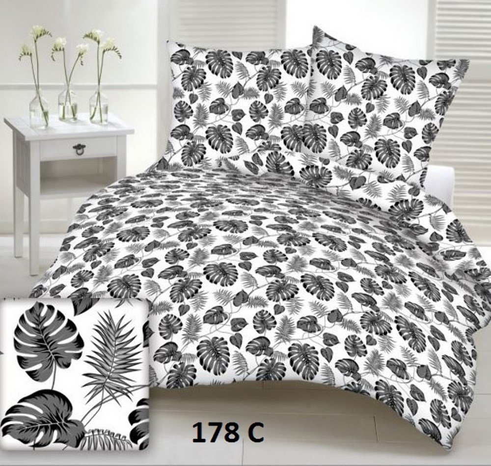 Pościel z kory 180x200 178c liście czarne gałązki palmy