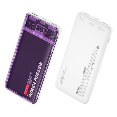WEKOME WP-353 Vanguard Series - Power bank 10000 mAh PD 20W + QC 22.5W (Fioletowy / Przezroczysty)