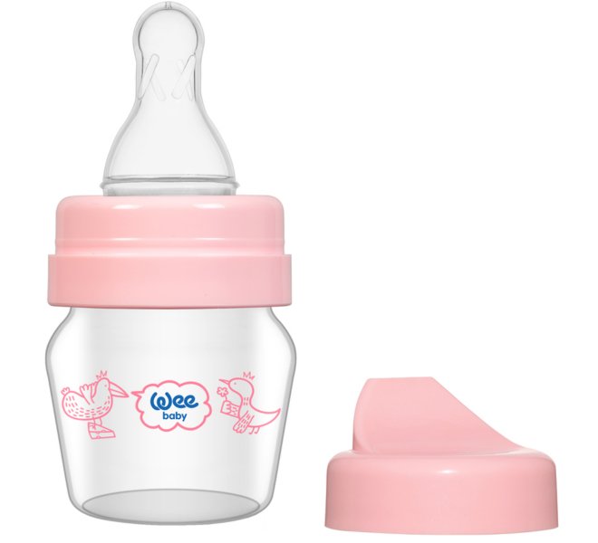WEE BABY MINI BUTELKA DO KARMIENIA SZKLANA 30ML RÓŻ