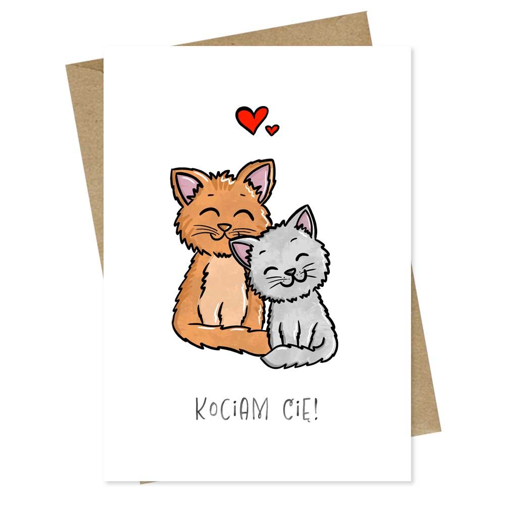 Kartka Walentynkowa Koty Kociara Urodzinowa / Papierove Love