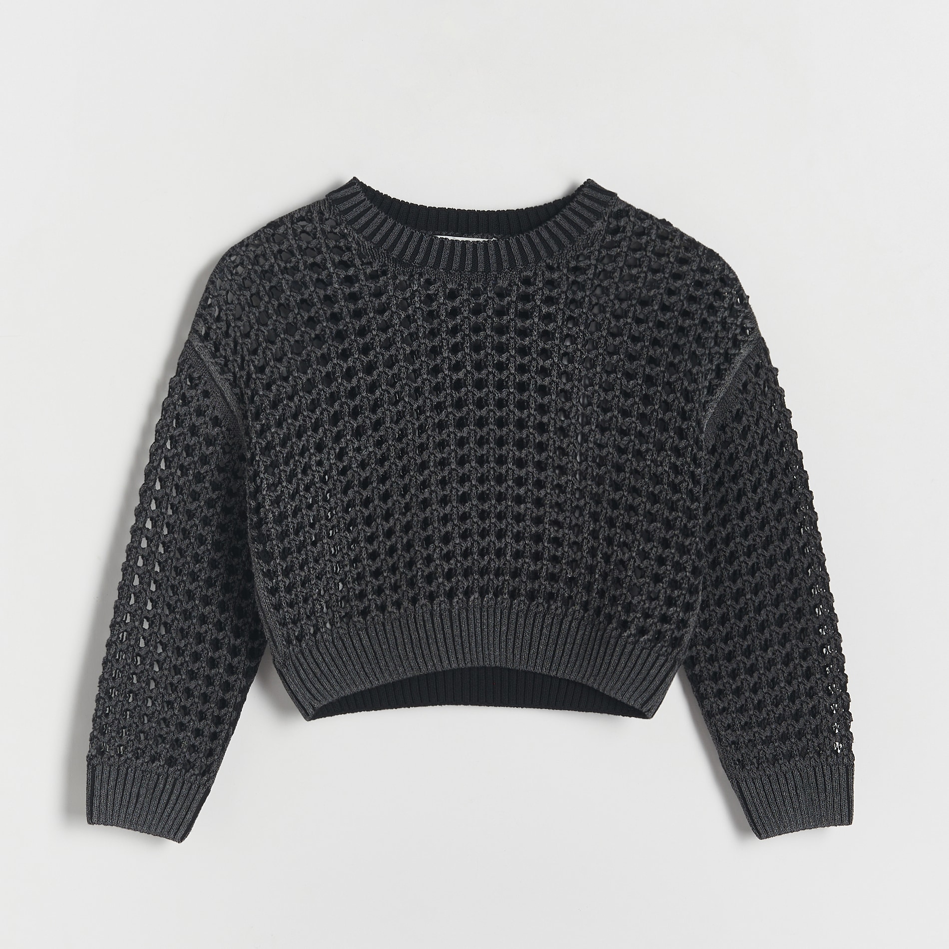 Reserved - Ażurowy sweter z połyskiem - Czarny