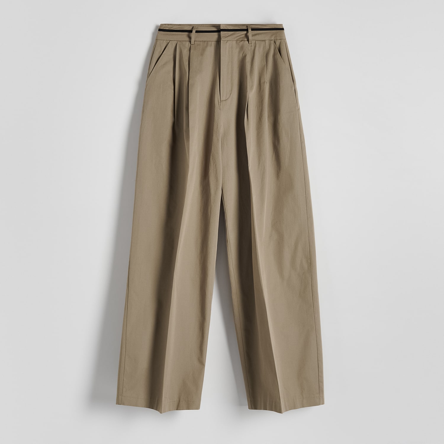 Reserved - Bawełniane spodnie z kantem - Khaki