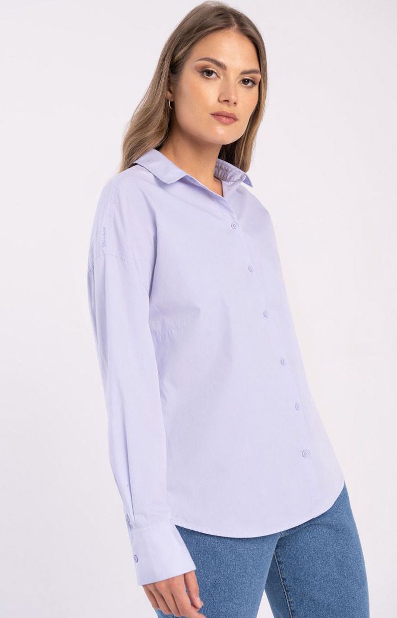 Bawełniana koszula damska wrzosowa K-Lilak, Kolor wrzosowy, Rozmiar L, Volcano - Primodo.com
