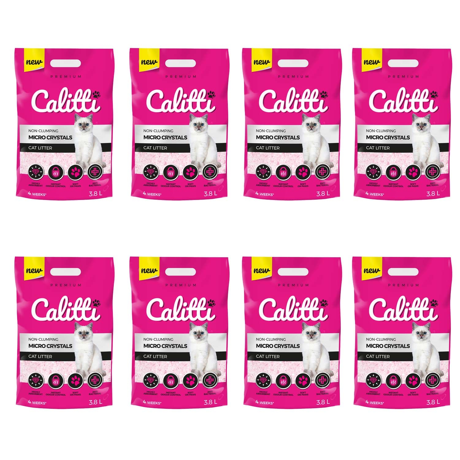 Żwirek silikonowy dla kota Calitti Micro Crystals, 8 x 3,8L