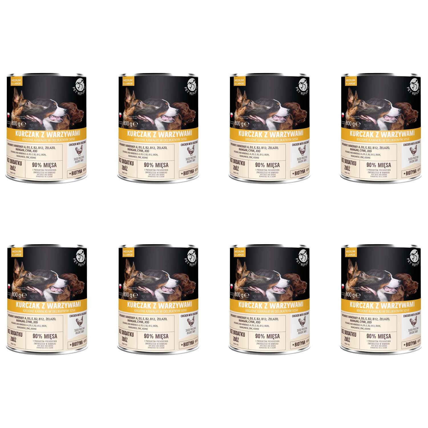 Karma dla psa Pet Republic, z kurczakiem i warzywami, mokra, 8 x 800 g