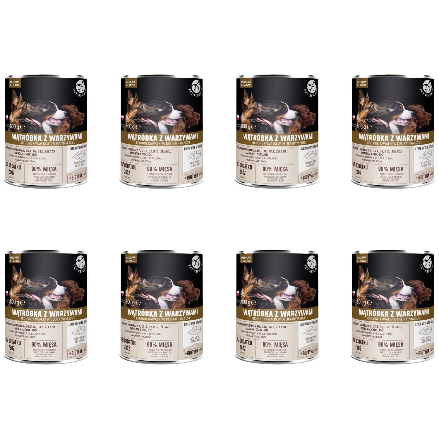Karma dla psa Pet Republic, z wątróbką i warzywami, mokra, 8 x 800 g
