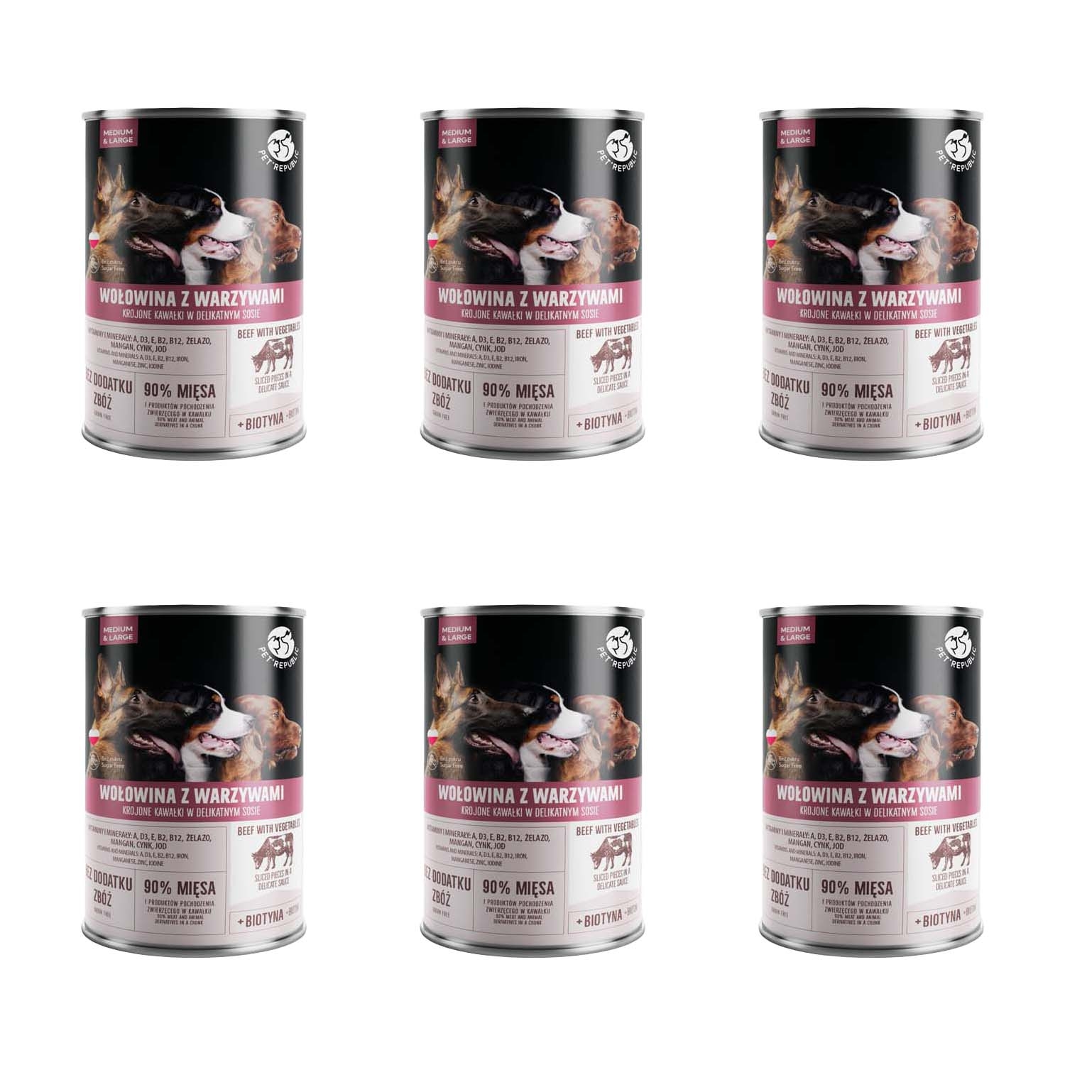 Karma dla psa Pet Republic, z wołowiną i warzywami, mokra, 6 x 1250 g