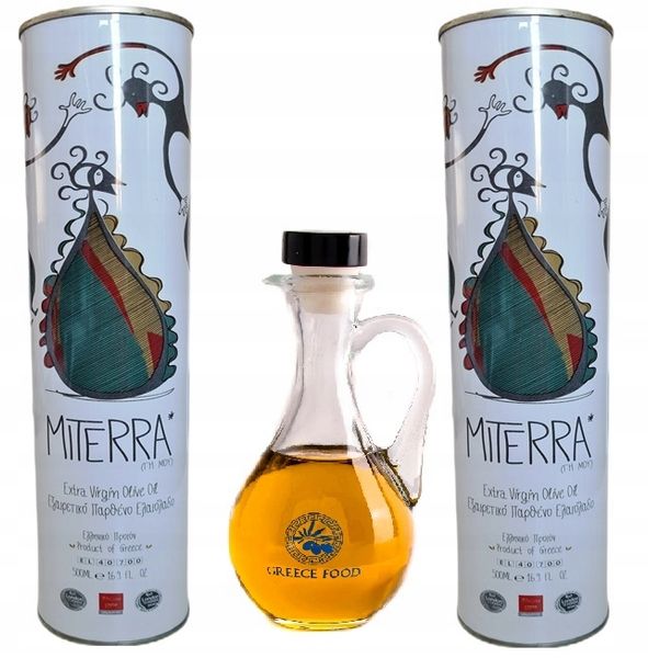 Oliwa z oliwek Extra Virgin Miterra 2x 500 ml,Grecka oliwa + Butelka GRATIS