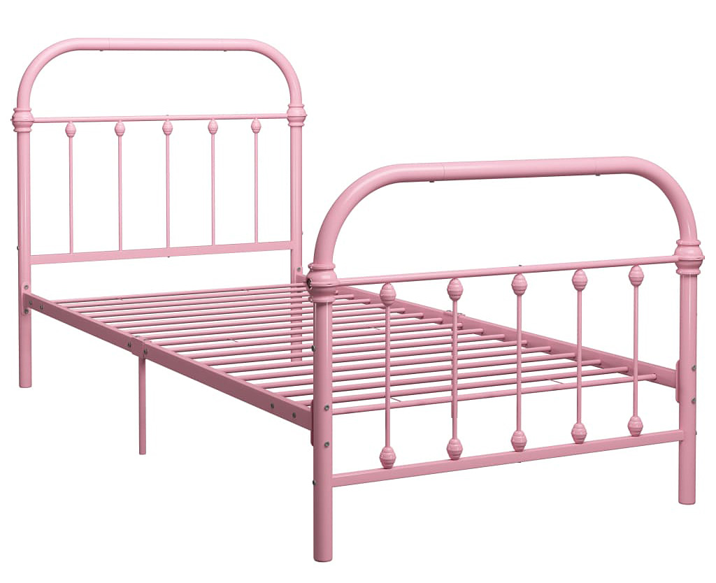 Różowe pojedyncze łóżko metalowe 90x200 cm A8-G96