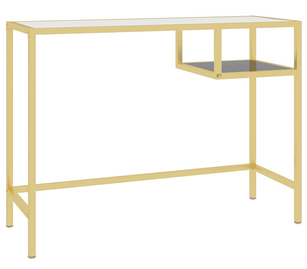 Szklane biurko glamour ze złotym stelażem 100 cm L3-Z49