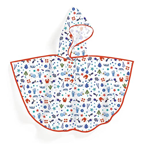 Djeco Lifestyle Ponczo przeciwdeszczowe ocean Rozmiar XS 90-110 cm, Młodzież Unisex, Wielobarwny (Wielobarwny)