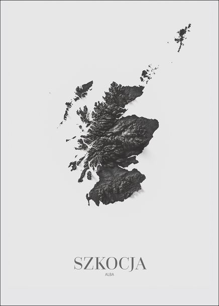 Szkocja, mapa grafitowa - plakat 29,7x42 cm