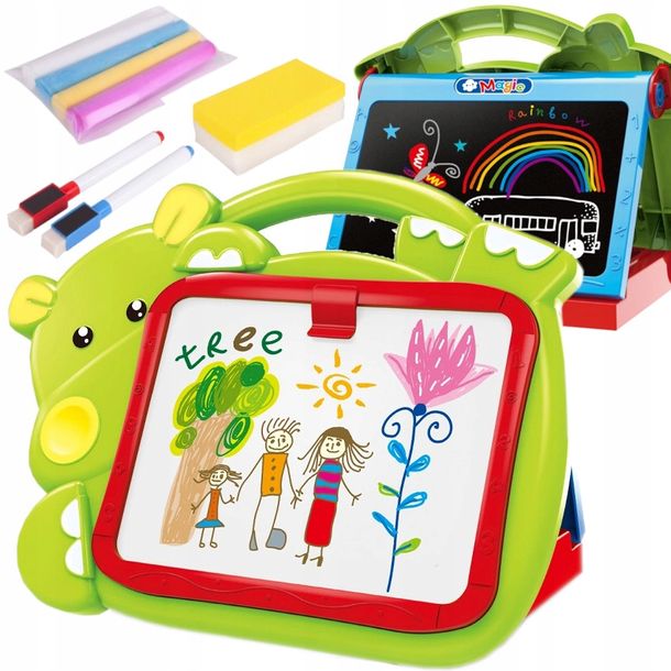 Tablica EDUKACYJNA Suchościeralna Kredowa na Biurko Składana Pisaki Kreda