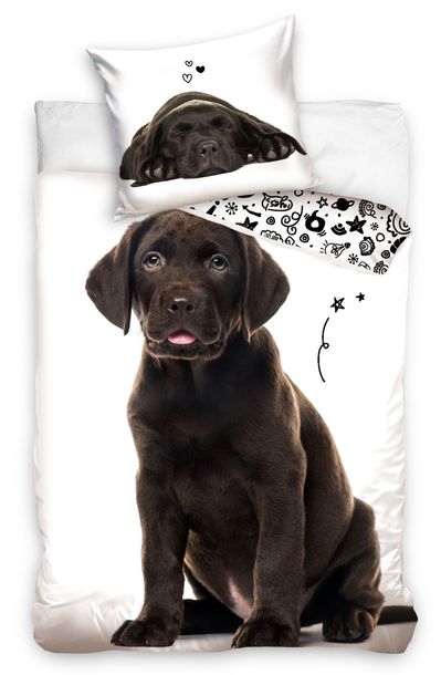 top Pościel bawełniana 140x200 Labrador Czarny Piesek