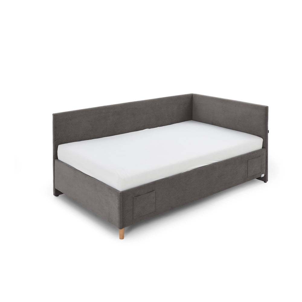 Antracytowe tapicerowane narożne łóżko dziecięce bez stelaża 90x200 cm Cool – Meise Möbel