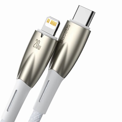 Baseus Glimmer Series kabel z szybkim ładowaniem USB-C - Lightning 480Mb/s PD 20W 2m biały