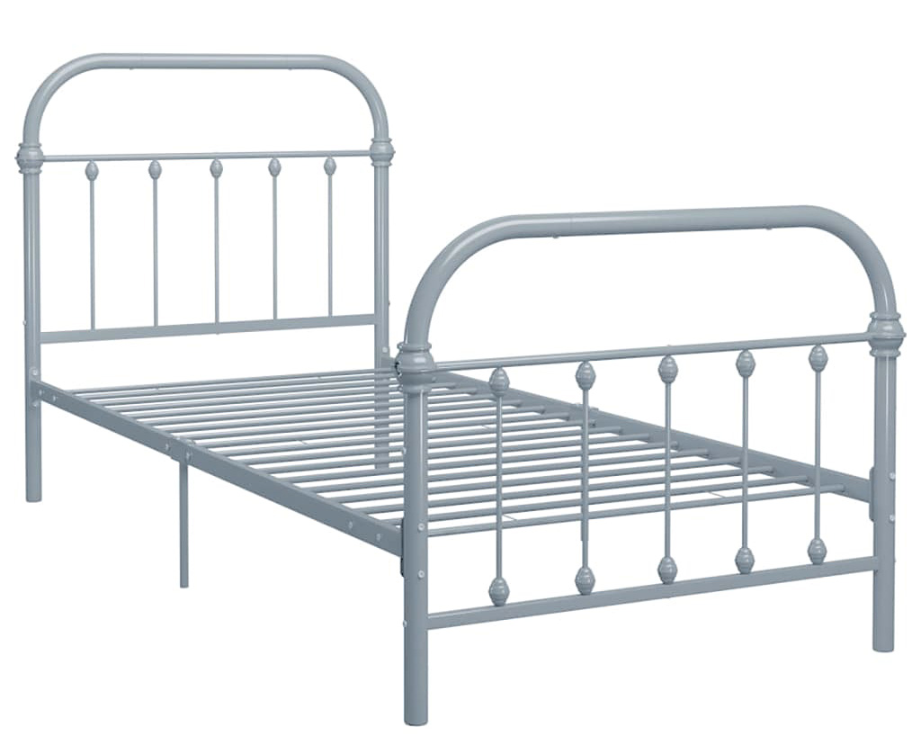 Szare metalowe łózko w stylu loft 100x200 cm L2-S53