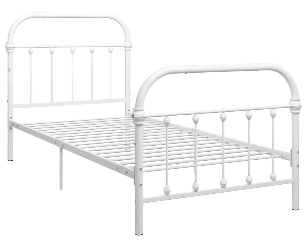 Białe industrialne łóżko metalowe 100x200 cm S4-K68