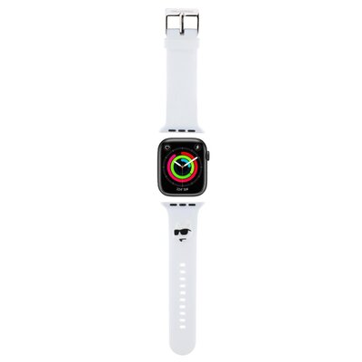 Pasek KARL LAGERFELD do Apple Watch 42/44/45/49mm 3D Rubber Choupette Heads Biały KLAWLSLCNH