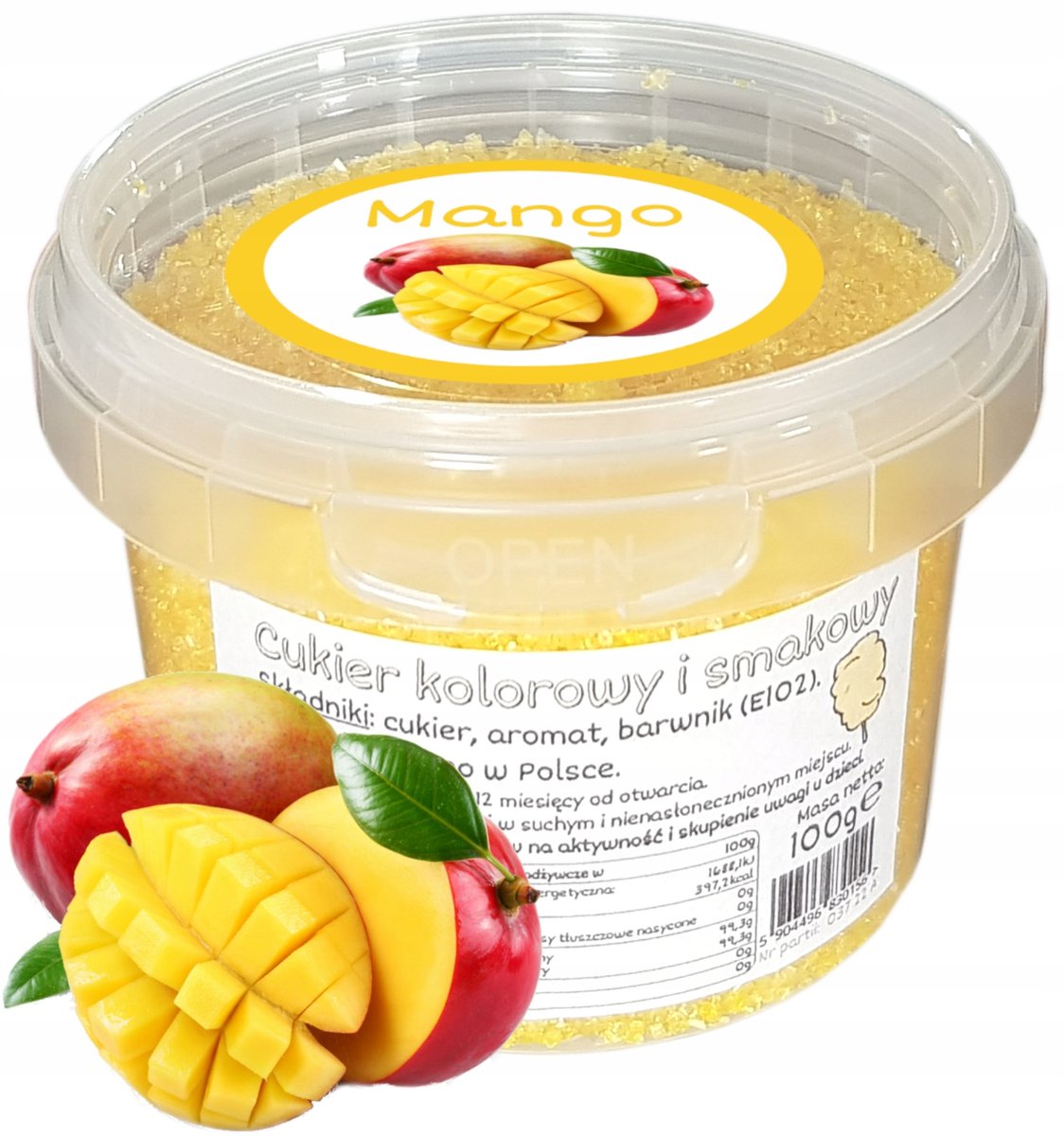 Cukier Do Waty Cukrowej Mango 100g Żółty wiaderko