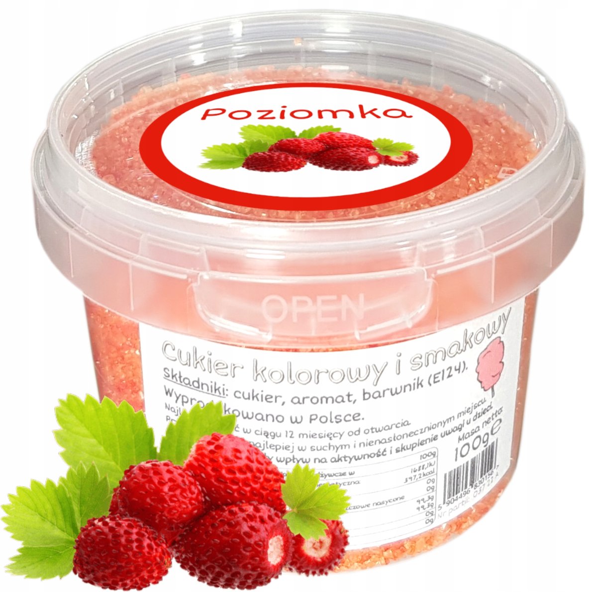 Cukier Do Waty Cukrowej Poziomka 100g kolorowy