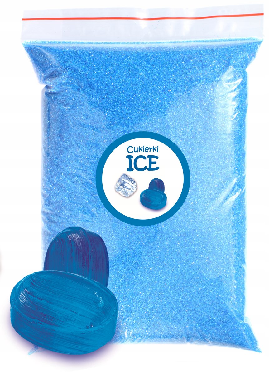 Cukier Do Waty Cukrowej Cukierki ICE 1kg Lodowy Doypack Niebieski Suchy