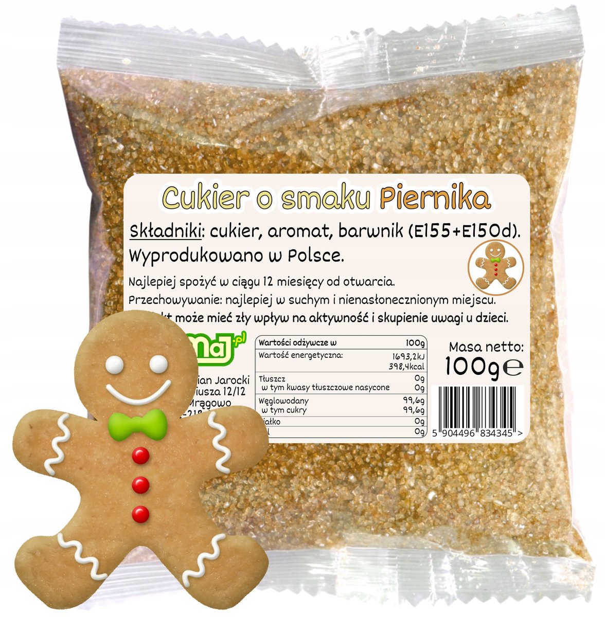 Cukier Kolorowy Do Waty Cukrowej Piernik Brązowy 100g Saszetka