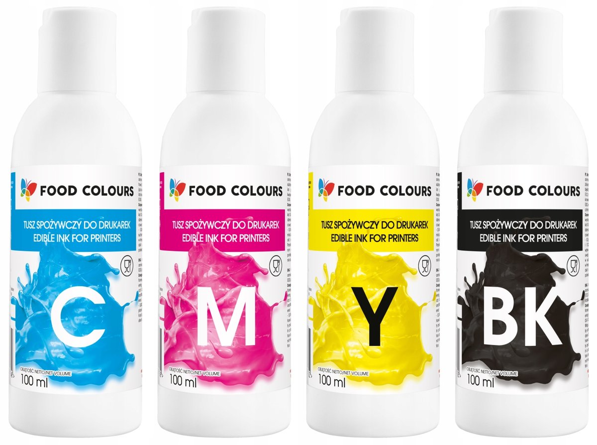 Tusze Jadalne Do Drukarek Spożywczych 4x100ml Food Colours Atrament Jadalny