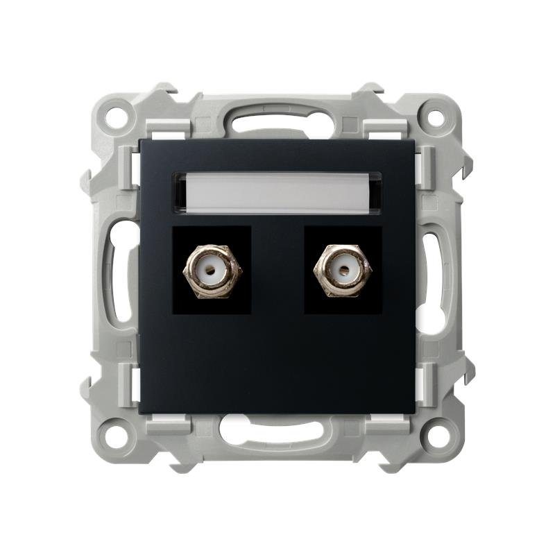 Ospel szafir czarny metalik - Gniazdo ekwipotencjalne podwójne GPA-2ZF/m/33