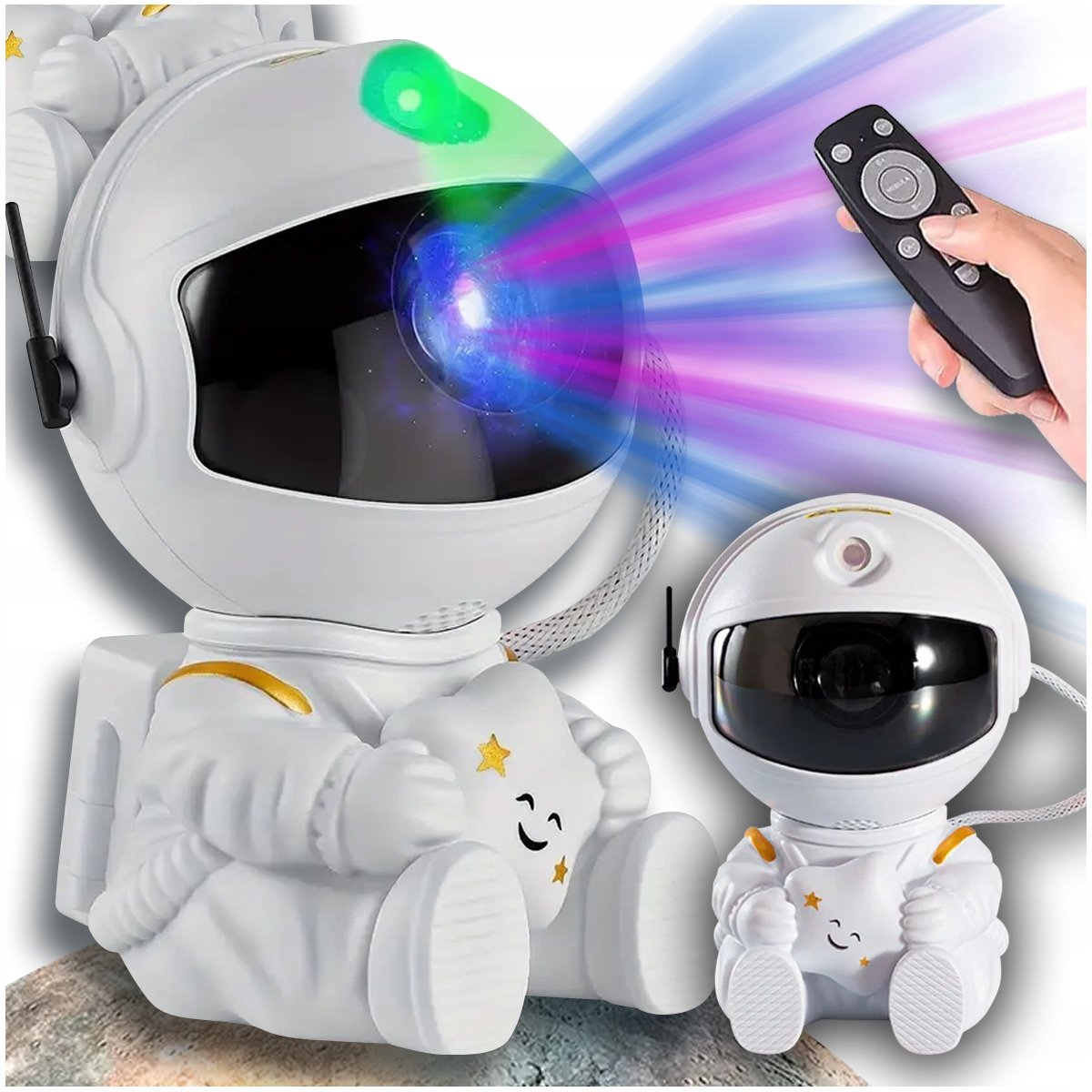 PROJEKTOR RZUTNIK GWIAZD ASTRONAUTA PILOT GAMING ROOM SIEDZĄCY LAMPKA NOCNA
