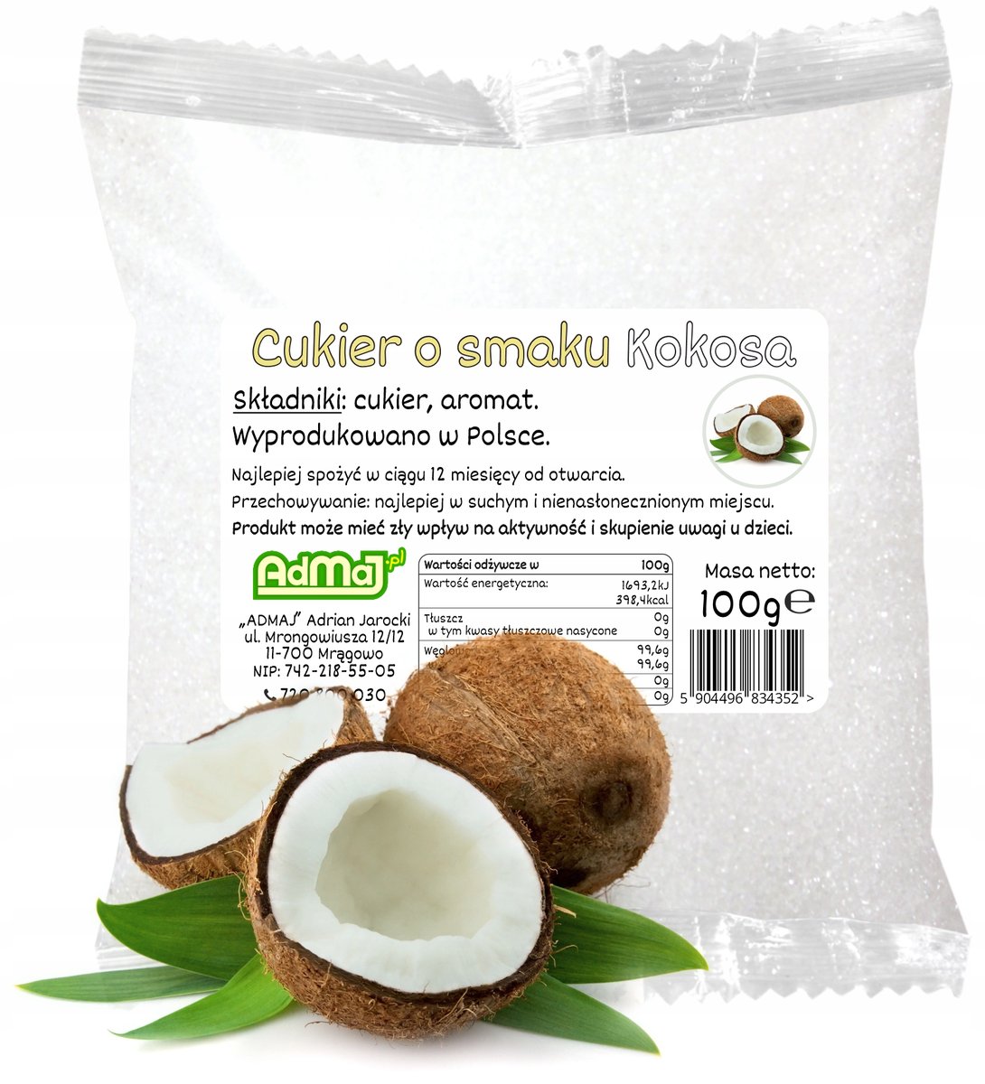 Cukier Do Waty Cukrowej Biały Kokos 100g Saszetka