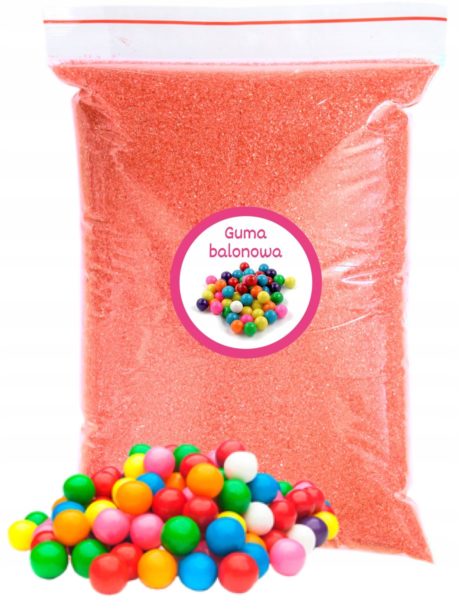 Cukier Do Waty Cukrowej Guma Balonowa 1kg Różowy Kolorowy Suchy