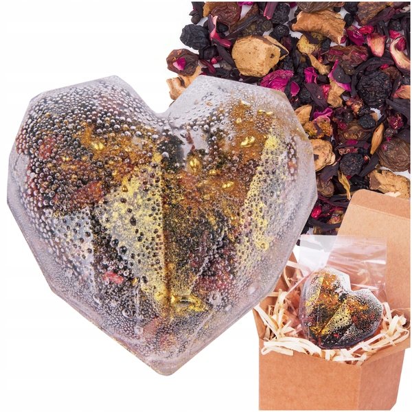Bomba herbaciana serce transparentne ze złotem