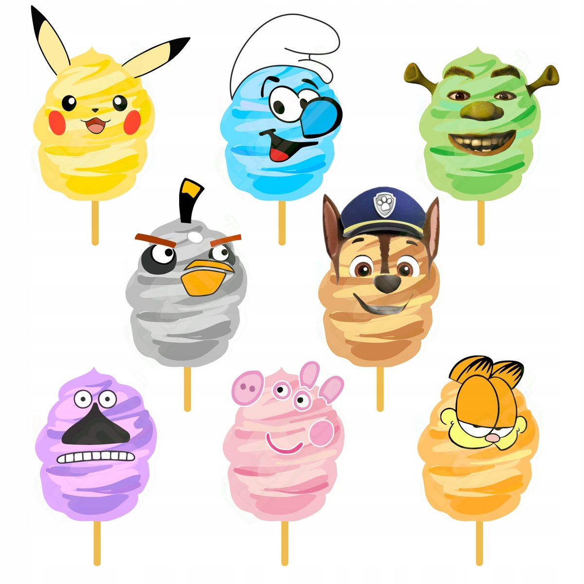 Jadalne Postacie z Bajek na Watę Cukrową Kolorowe