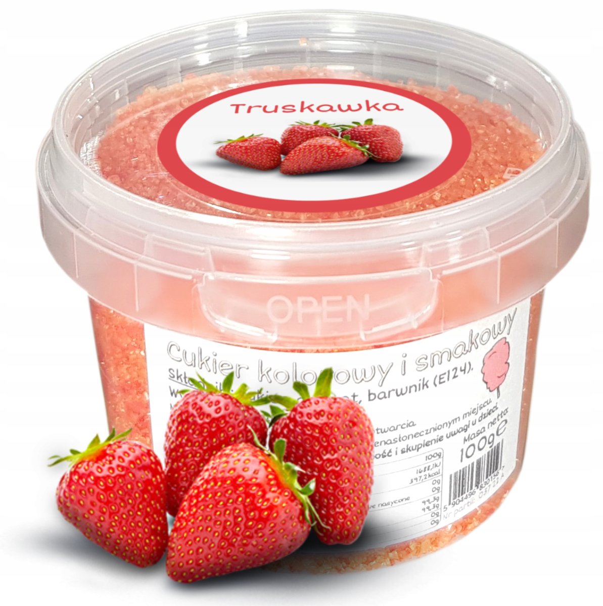 Cukier Do Waty Cukrowej Truskawka 100g kolorowy