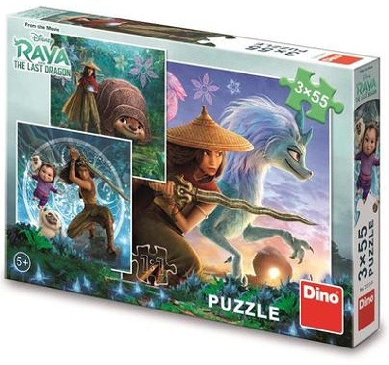 Raya i ostatni smok Puzzle 3 w 1, 3x55 el. trzy układanki z filmu w jednym pudełku wiek dziecka 5+ puzzle licencyjne