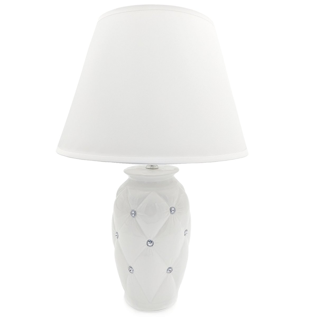 Lampa stołowa nocna z kryształkami biała glamour 43 cm