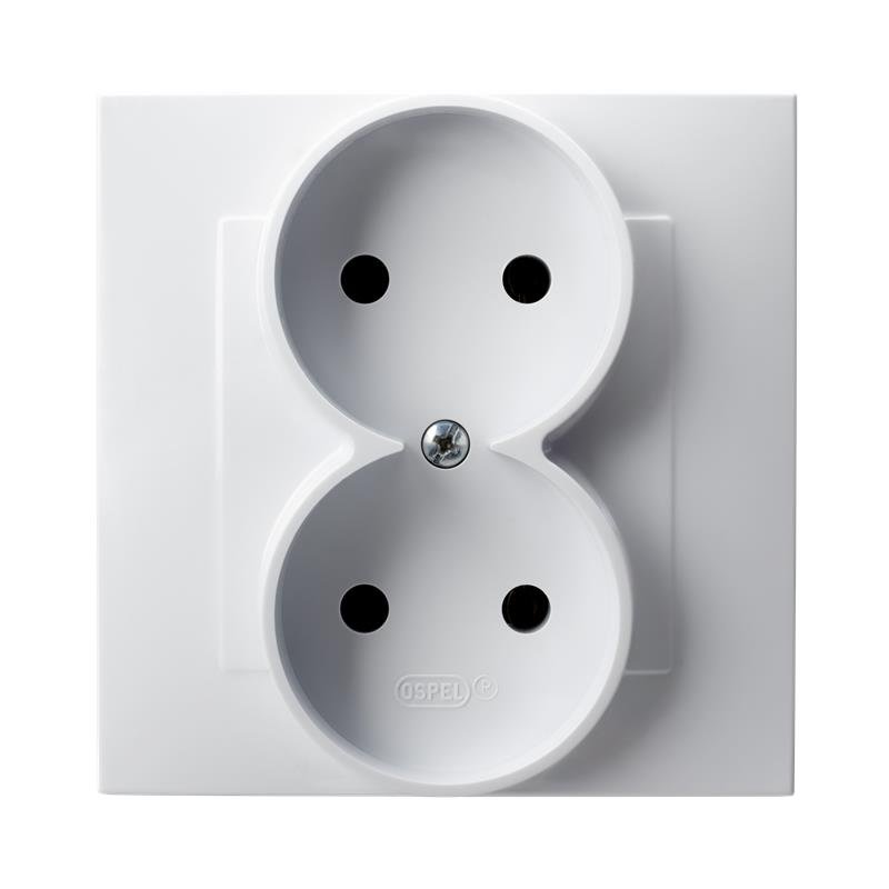 Ospel Szafir biały - Gniazdo podwójne kompletne z ramką GP-2Z/00