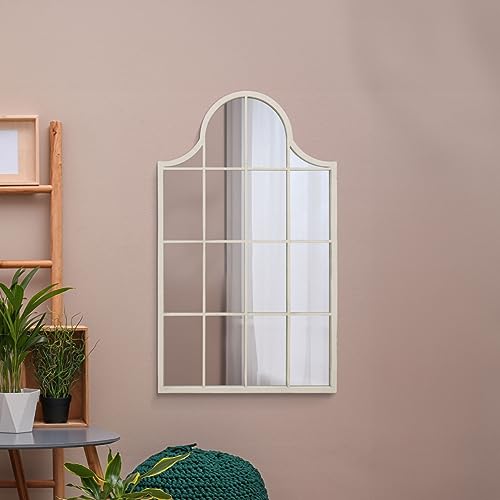 MirrorOutlet The Arcus - białe metalowe oprawione nowoczesne łukowe lustro ścienne 104 x 62 cm, czarne, rama o szerokości 2 cm i głębokość 3 cm