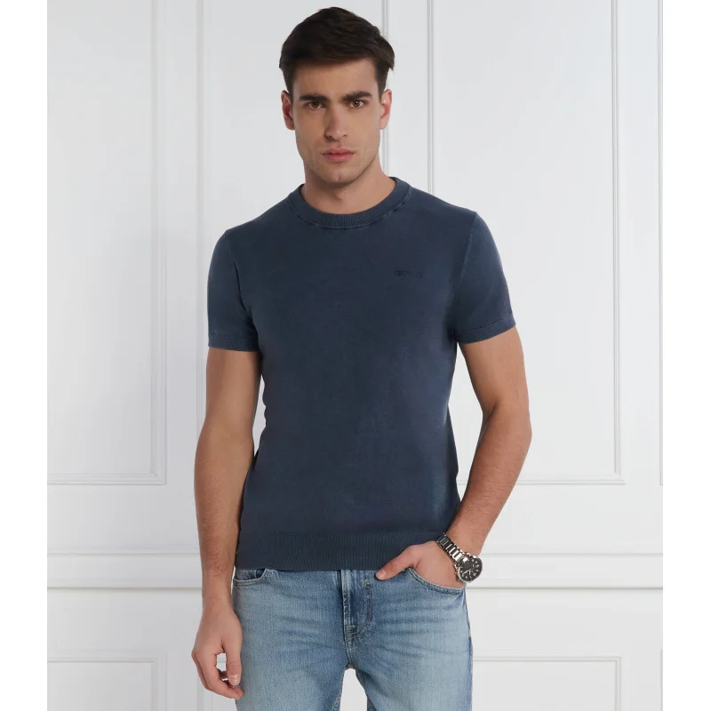GUESS T-shirt | Slim Fit | z dodatkiem jedwabiu