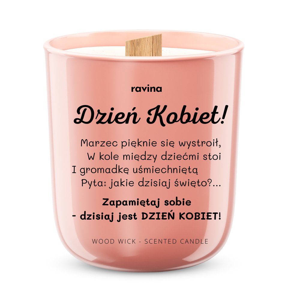 DZIEŃ KOBIET ŚWIECA NA PREZENT DLA KOBIETY PERFUMOWANA SOJOWA ŚWIECA ZAPACHOWA ŚWIECZKA PERFUMY MY WY Z DREWNIANYM KNOTEM RAVINA