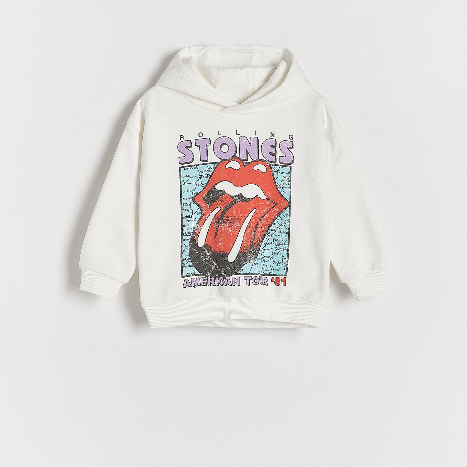 Reserved - Bluza z kapturem The Rolling Stones - Kremowy