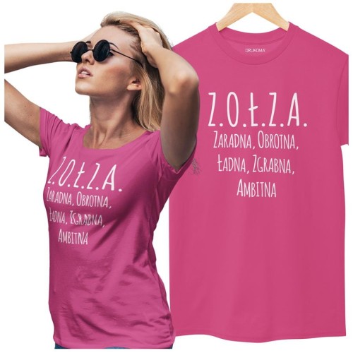 KOSZULKA DLA DZIEWCZYNY NA WALENTYNKI PREZENT Z.O.Ł.Z.A. KOLOR RÓŻOWY