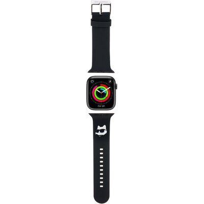 Karl Lagerfeld Pasek KLAWMSLCNK Apple Watch 38/40/41mm czarny/black strap 3D Rubber Choupette Heads