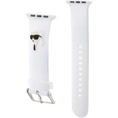 Karl Lagerfeld Pasek KLAWMSLKNH Apple Watch 38/40/41mm biały/white strap 3D Rubber Karl Head