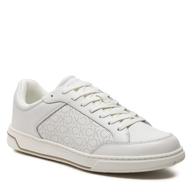 Sneakersy Calvin Klein Low Top Lace Up Lth Perf Mono HM0HM01428 White/Feather Grey Perf Mono 0K8